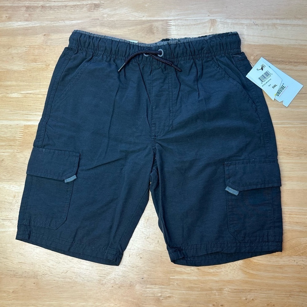 Univibe Cargo Boys Kids Shorts Gray Size Small S Black NWT Drawstring